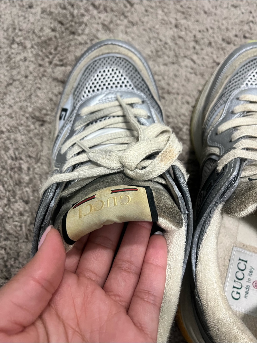 Gucci Ultrapace Silver Metallic Sneakers - Picture 6 of 16
